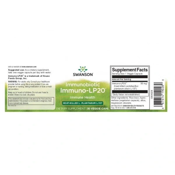 SWANSON Immunobiotic Immuno-LP20, 50mg - 30 vegetarian caps